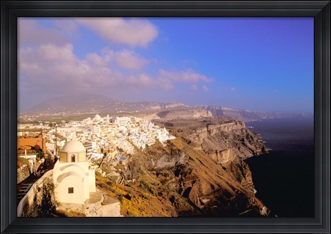 Framed Late Afternoon View of Town, Thira, Santorini, Cyclades Islands, Greece Print