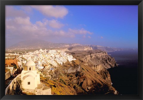 Framed Late Afternoon View of Town, Thira, Santorini, Cyclades Islands, Greece Print