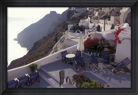 Framed Hotel Between Fira and Imerovigli, Greece Print