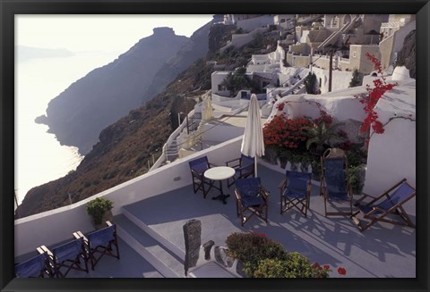 Framed Hotel Between Fira and Imerovigli, Greece Print