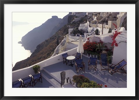 Framed Hotel Between Fira and Imerovigli, Greece Print