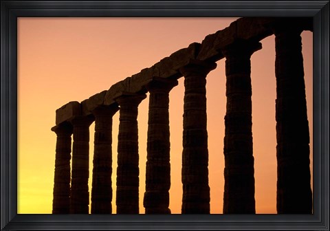 Framed Temple of Poseidon Columns at Sunset, Cape Sounion, Attica, Greece Print