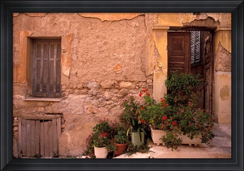 Framed Colorful Architecture on Anafiotika Hill, Athens, Greece Print