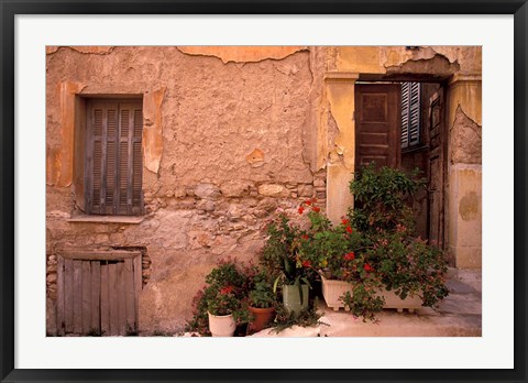 Framed Colorful Architecture on Anafiotika Hill, Athens, Greece Print