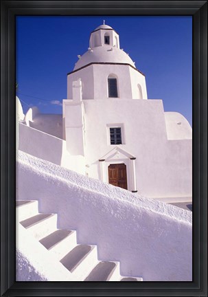 Framed White Architecture, Santorini, Greece Print