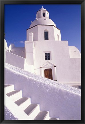 Framed White Architecture, Santorini, Greece Print