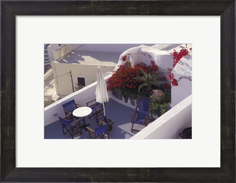 Framed Patio of Hotel Between Fira and Imerovigli, Greece Print