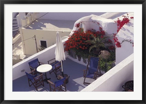 Framed Patio of Hotel Between Fira and Imerovigli, Greece Print