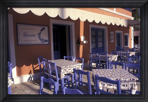 Framed Outdoor Restaurant, Kefallonia, Ionian Islands, Greece Print