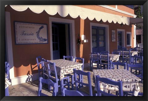 Framed Outdoor Restaurant, Kefallonia, Ionian Islands, Greece Print