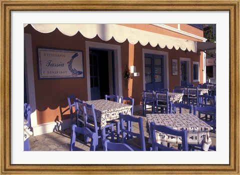 Framed Outdoor Restaurant, Kefallonia, Ionian Islands, Greece Print