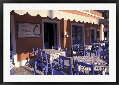 Framed Outdoor Restaurant, Kefallonia, Ionian Islands, Greece Print