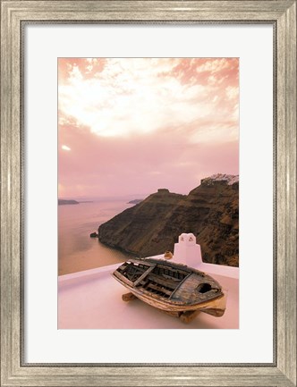 Framed Imerovigli Viewed from Thira, Santorini, Cyclades Island, Greece Print