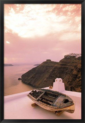 Framed Imerovigli Viewed from Thira, Santorini, Cyclades Island, Greece Print