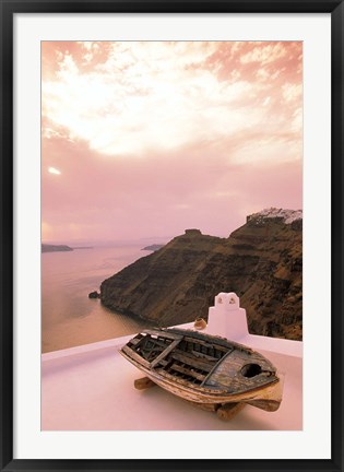 Framed Imerovigli Viewed from Thira, Santorini, Cyclades Island, Greece Print