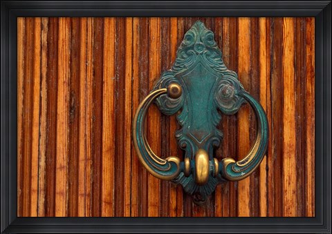Framed Door Knocker, Santorini, Greece Print