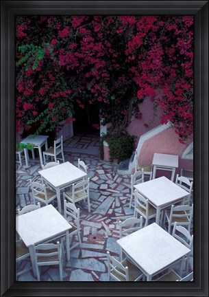 Framed Restaurant Patio, Santorini, Greece Print
