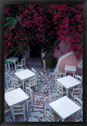 Framed Restaurant Patio, Santorini, Greece Print