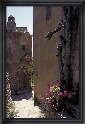 Framed Narrow cobblestone Pathway, Monemvasia, Greece Print