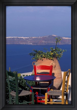 Framed Terrace with Sea View, Santorini, Greece Print