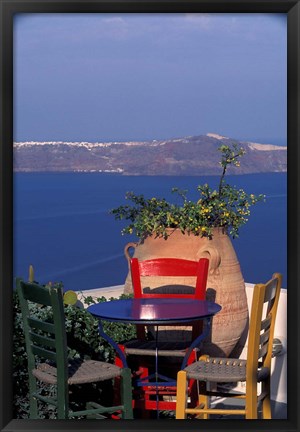 Framed Terrace with Sea View, Santorini, Greece Print