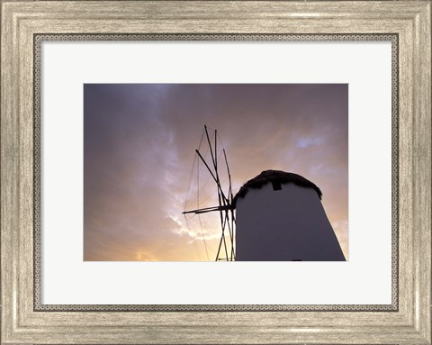 Framed Windmill at Sunrise, Mykonos, Greece Print