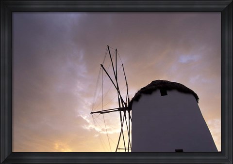 Framed Windmill at Sunrise, Mykonos, Greece Print