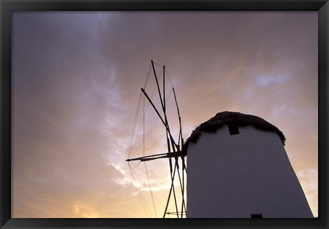 Framed Windmill at Sunrise, Mykonos, Greece Print