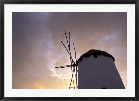 Framed Windmill at Sunrise, Mykonos, Greece Print