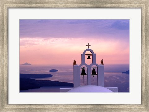 Framed Belltower at Sunrise, Mykonos, Greece Print