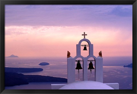 Framed Belltower at Sunrise, Mykonos, Greece Print