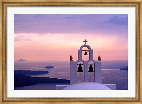 Framed Belltower at Sunrise, Mykonos, Greece Print