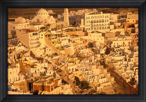Framed View of Thira at Sunset, Santorini, Cyclades Islands, Greece Print