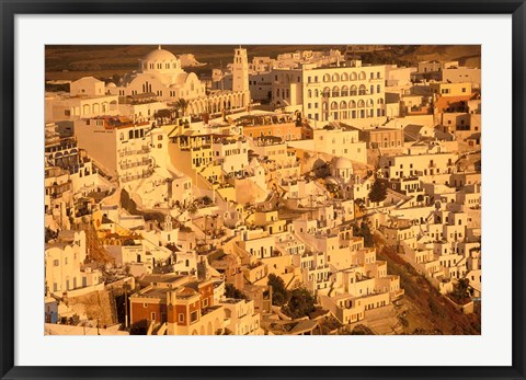 Framed View of Thira at Sunset, Santorini, Cyclades Islands, Greece Print