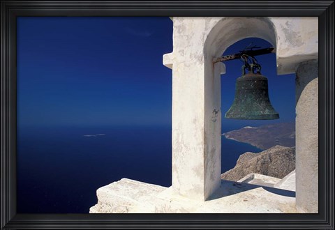 Framed Panagia Kalamiotissa Monastery Bell Tower, Cyclades Islands, Greece Print