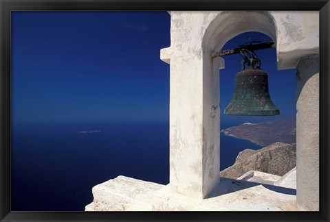 Framed Panagia Kalamiotissa Monastery Bell Tower, Cyclades Islands, Greece Print