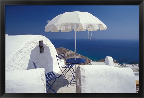 Framed Terrace Overlooking Aegean Sea, Anafi, Cyclades Islands, Greece Print