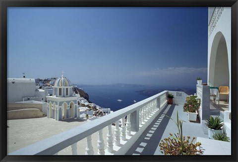 Framed Thira and the Caldera, Santorini, Cyclades Islands, Greece Print