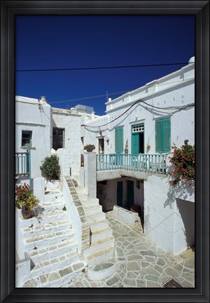 Framed Stairs, Houses and Decorations of Chora, Cyclades Islands, Greece Print