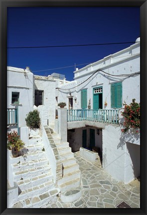 Framed Stairs, Houses and Decorations of Chora, Cyclades Islands, Greece Print