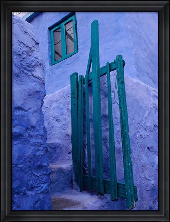 Framed Green Gate on Kalymnos Island, Dodecanese Islands, Greece Print