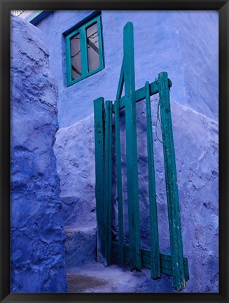 Framed Green Gate on Kalymnos Island, Dodecanese Islands, Greece Print