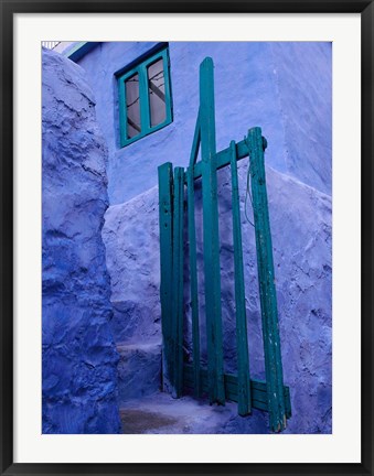 Framed Green Gate on Kalymnos Island, Dodecanese Islands, Greece Print