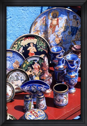 Framed Artwork and Plates of Artists, Athens, Greece Print