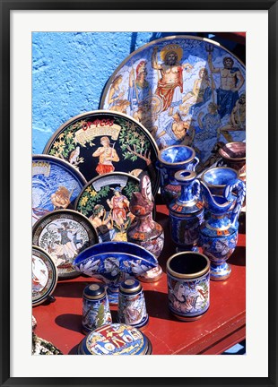 Framed Artwork and Plates of Artists, Athens, Greece Print