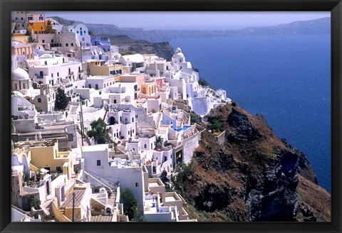 Framed Mountains with Cliffside White Buildings in Santorini, Greece Print