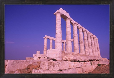 Framed Ruins on Cliff in Cape Sounion, Poseidon, Greece Print
