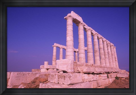 Framed Ruins on Cliff in Cape Sounion, Poseidon, Greece Print
