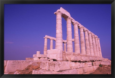 Framed Ruins on Cliff in Cape Sounion, Poseidon, Greece Print