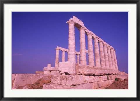 Framed Ruins on Cliff in Cape Sounion, Poseidon, Greece Print